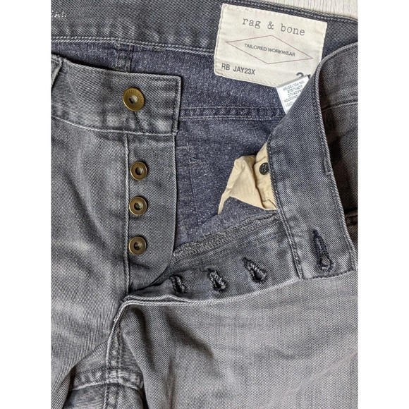 Rag and Bone RB Jay 23x Jeans Slim Leg Button Fly Pullman Gray 31x28 - Picture 6 of 16